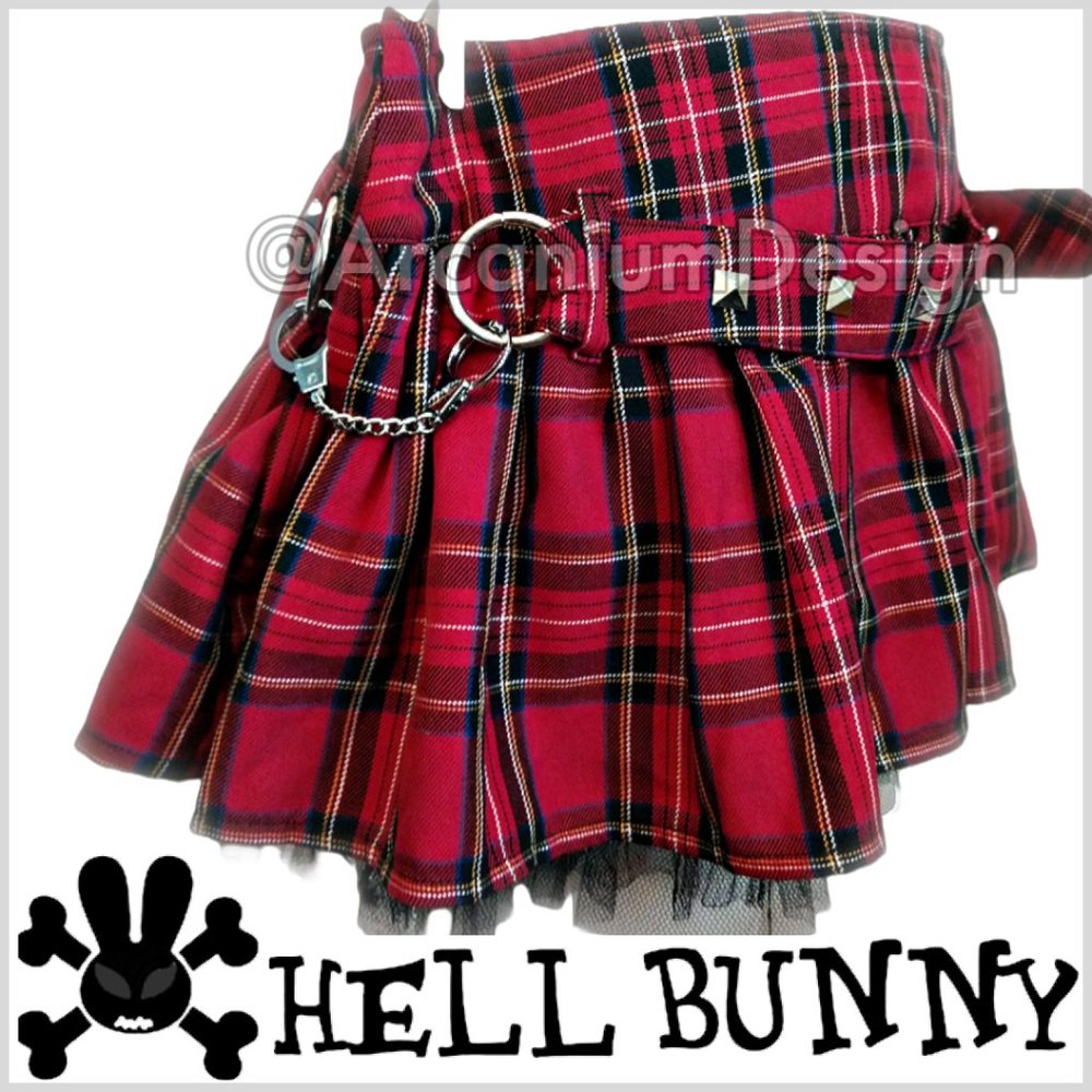 Dark Academia Handcuff Plaid Miniskirt Punk Mall Goth Bondage Gothic Hell Bunny